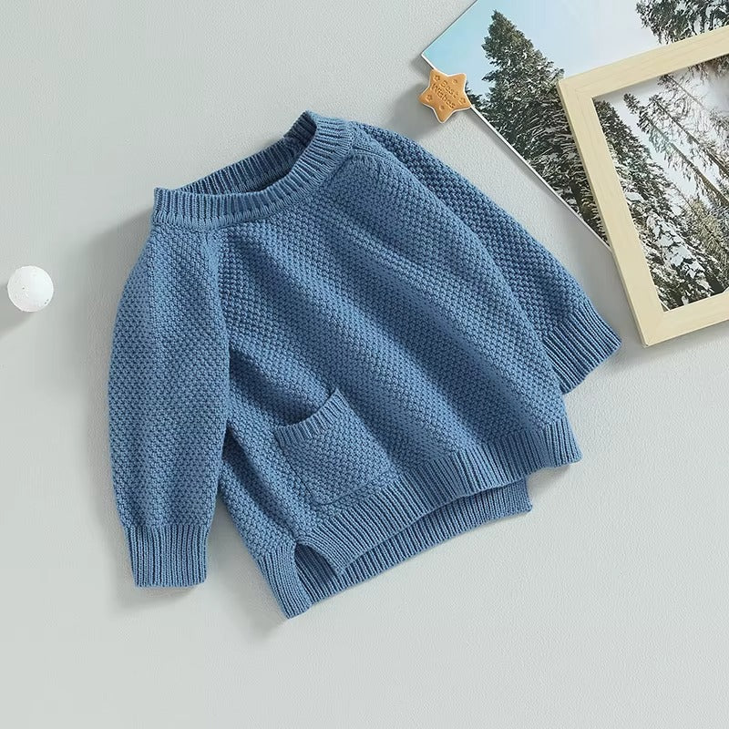 Infant Toddler Knitted Sweater with Pockets
