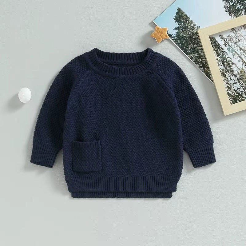 Infant Toddler Knitted Sweater with Pockets